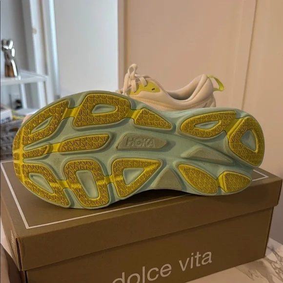 Hoka White and Green Athletic Shoes for Performance - Picture 2 of 4